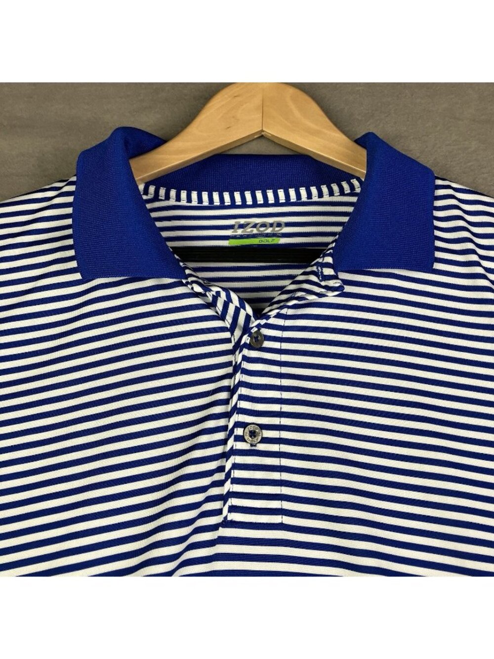 Izod Men’s Size XL PerformX Golf Polo Shirt Striped Short Sleeve White & Blue